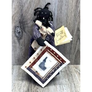 VTG Handmade Rag Doll+Baby African American Garnetta Sue 10" Folk Art Signed USA